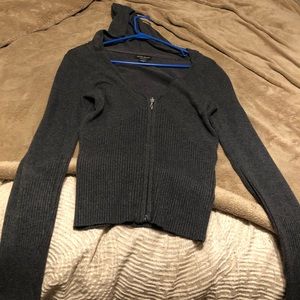 Guess grey hooded zip up sweater